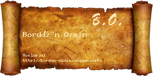 Bordán Ozmin névjegykártya